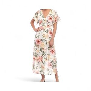 NWT June &‎ Hudson Multicolor Floral V Neck Sheath Midi Vacation Dress Size M